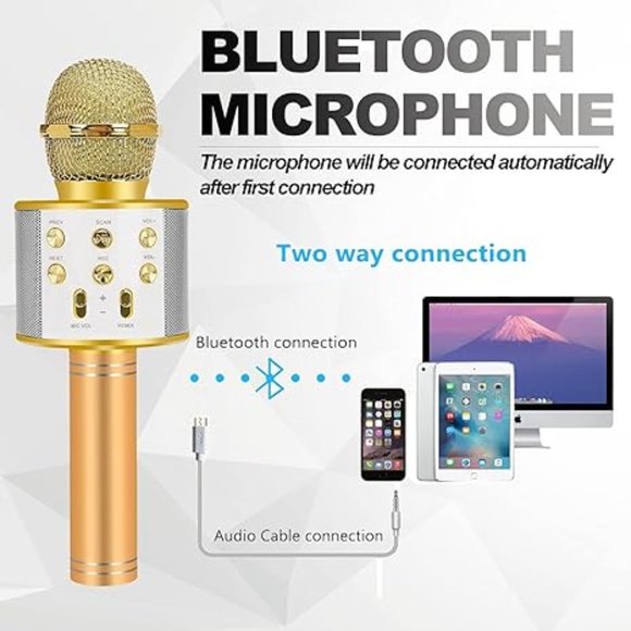 Gold Karaoke Microphone for Kids - Picture 2 of 4